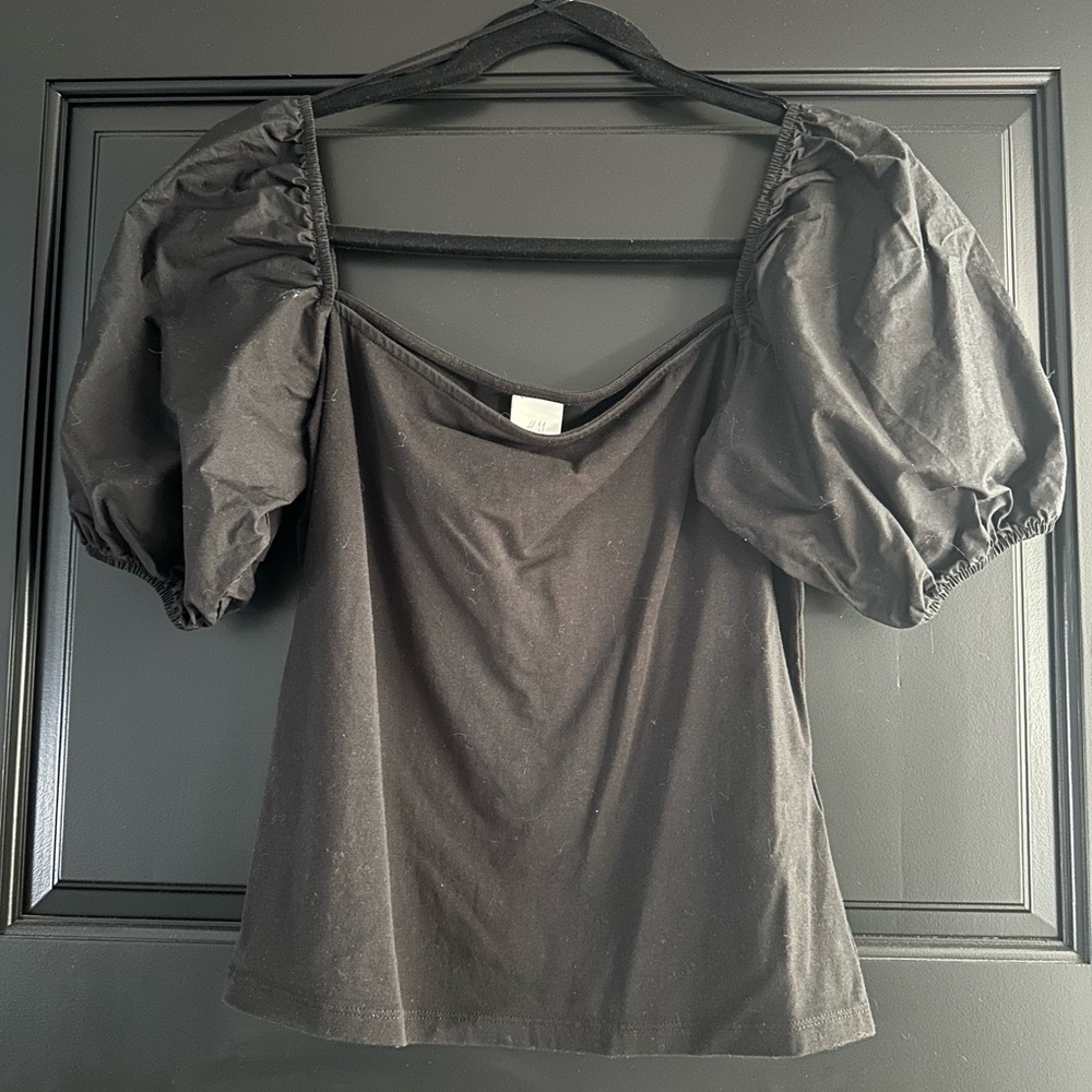 H&M Gray Puff Sleeve Blouse